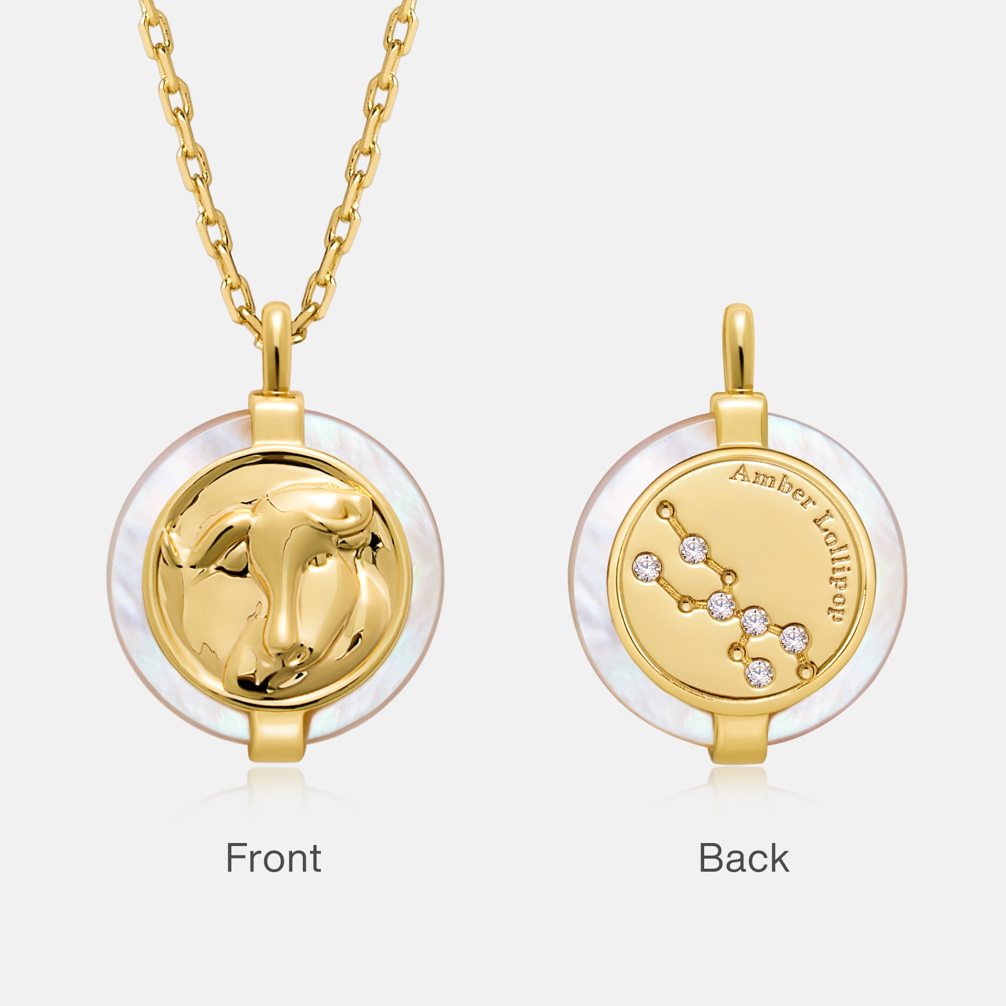 Stellar Zodiac Charm Mother of Pearl Necklace