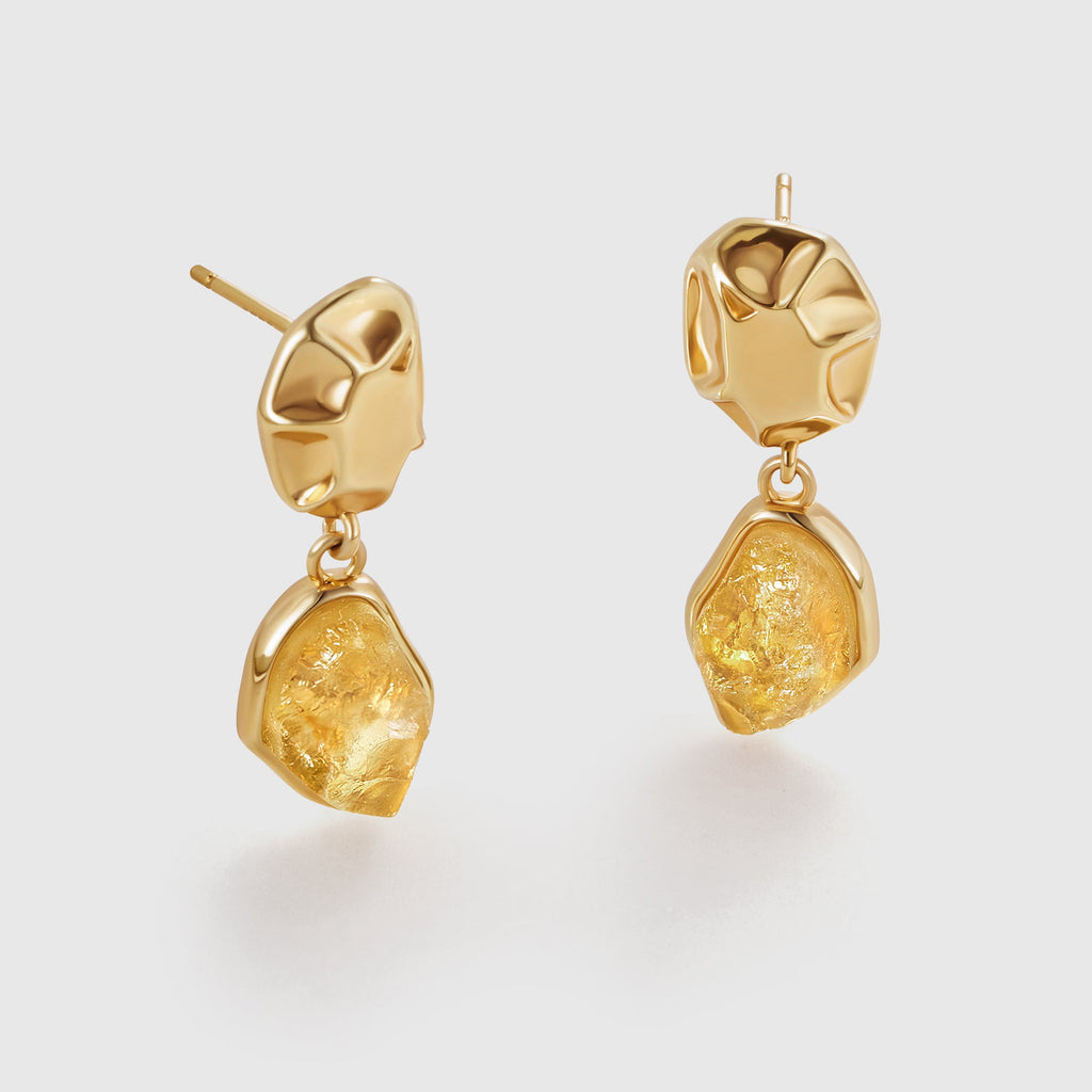 Raw Citrine Earrings