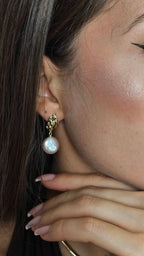 Lava Baroque Button Pearl Earrings