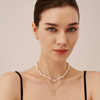Blush Heart Rose Quartz Pearl Necklace