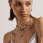 Raw Lapis Lazuli Pearl Necklace