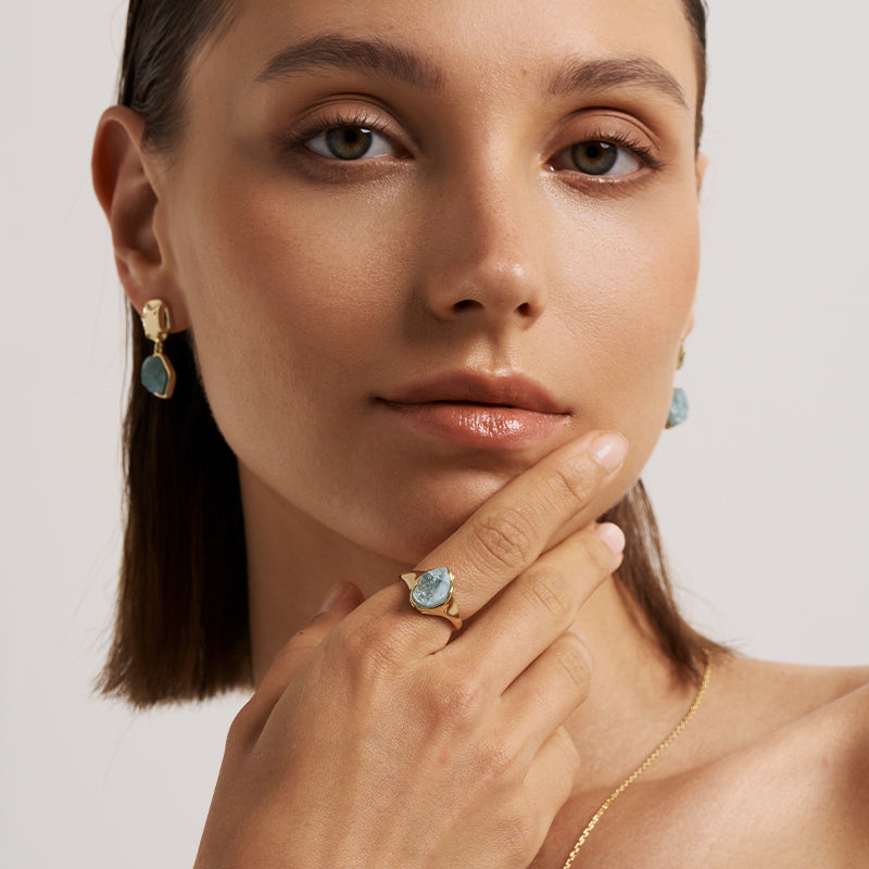 Raw Aquamarine Open Ring
