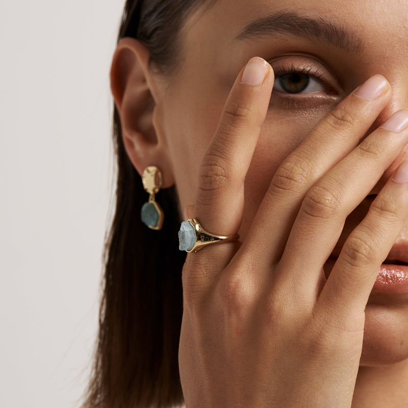 Raw Aquamarine Open Ring