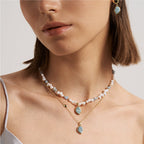 Raw Aquamarine Pearl Necklace