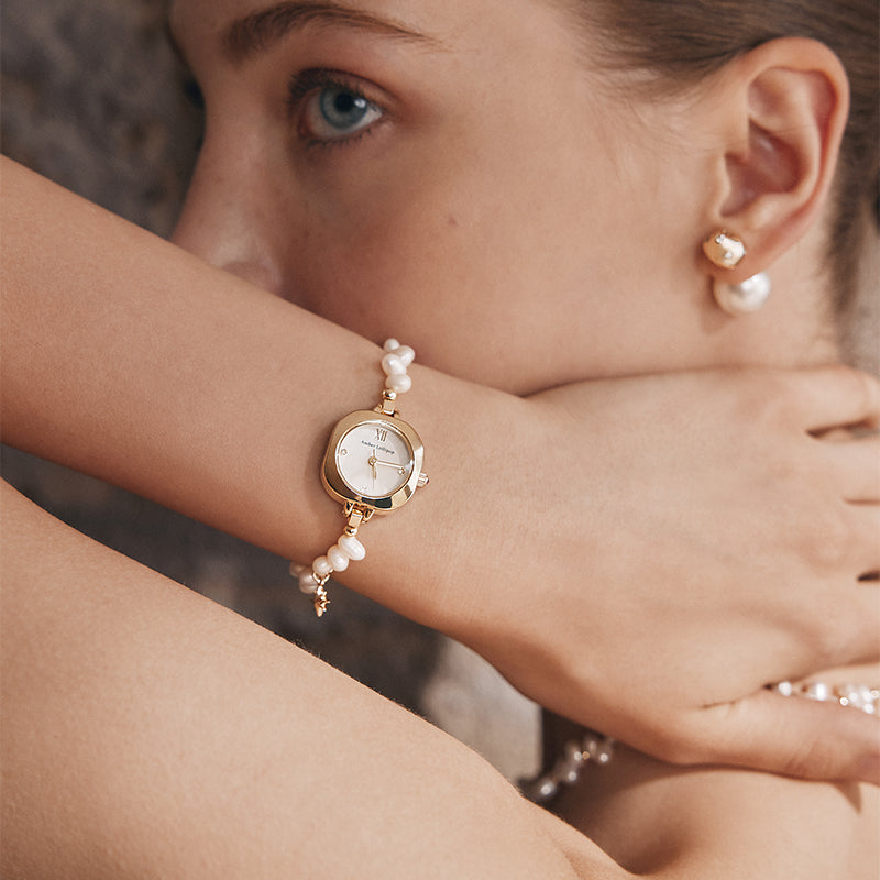 Golden Hour Irregular Pearl Watch