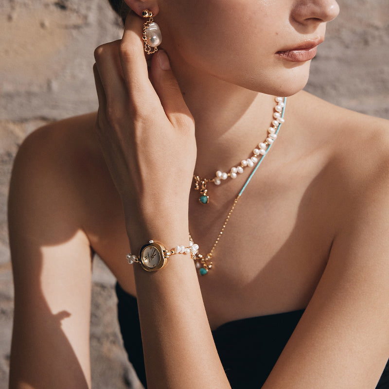 Golden Hour Irregular Pearl Watch
