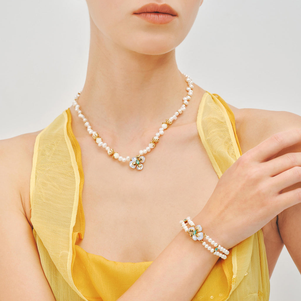 Chloris Pansy Pearl Bracelet