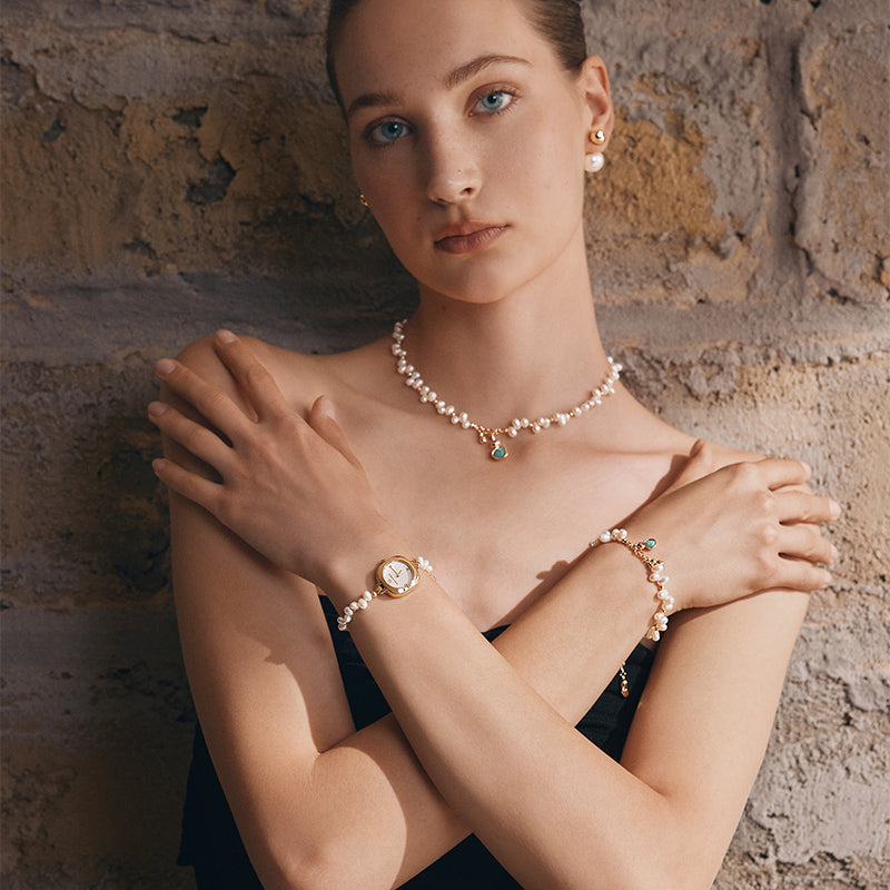 Golden Hour Irregular Pearl Watch