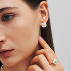 Lucky Clover Pearl Stud Earrings
