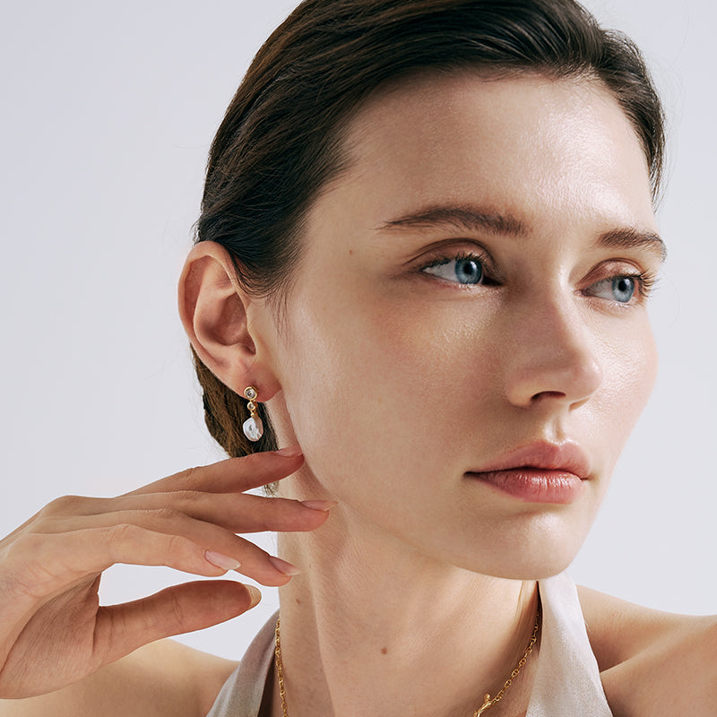 Floriography Pearl Asymmetric Drop Earrings