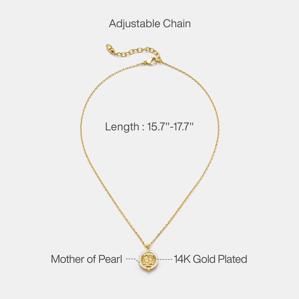 Stellar Zodiac Charm Mother of Pearl Necklace