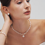 Lucky Clover Pearl Pendant Necklace