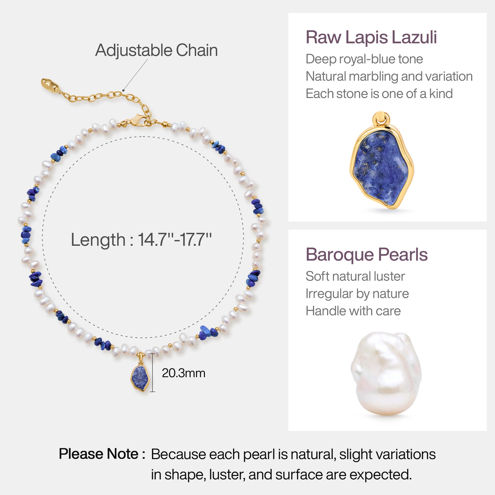 Raw Lapis Lazuli Pearl Necklace