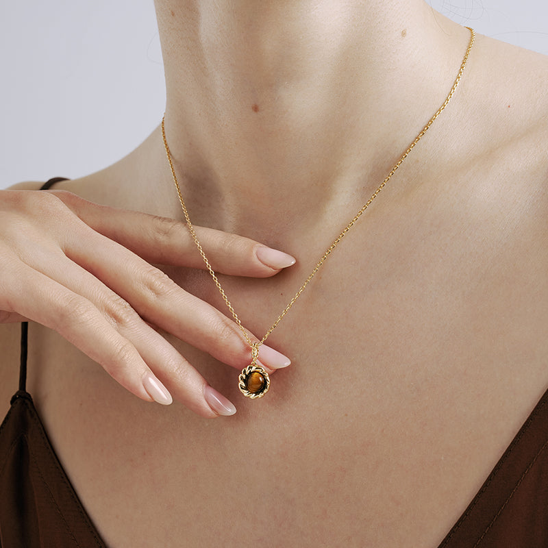 Caramel Coffee Tiger’s Eye Necklace