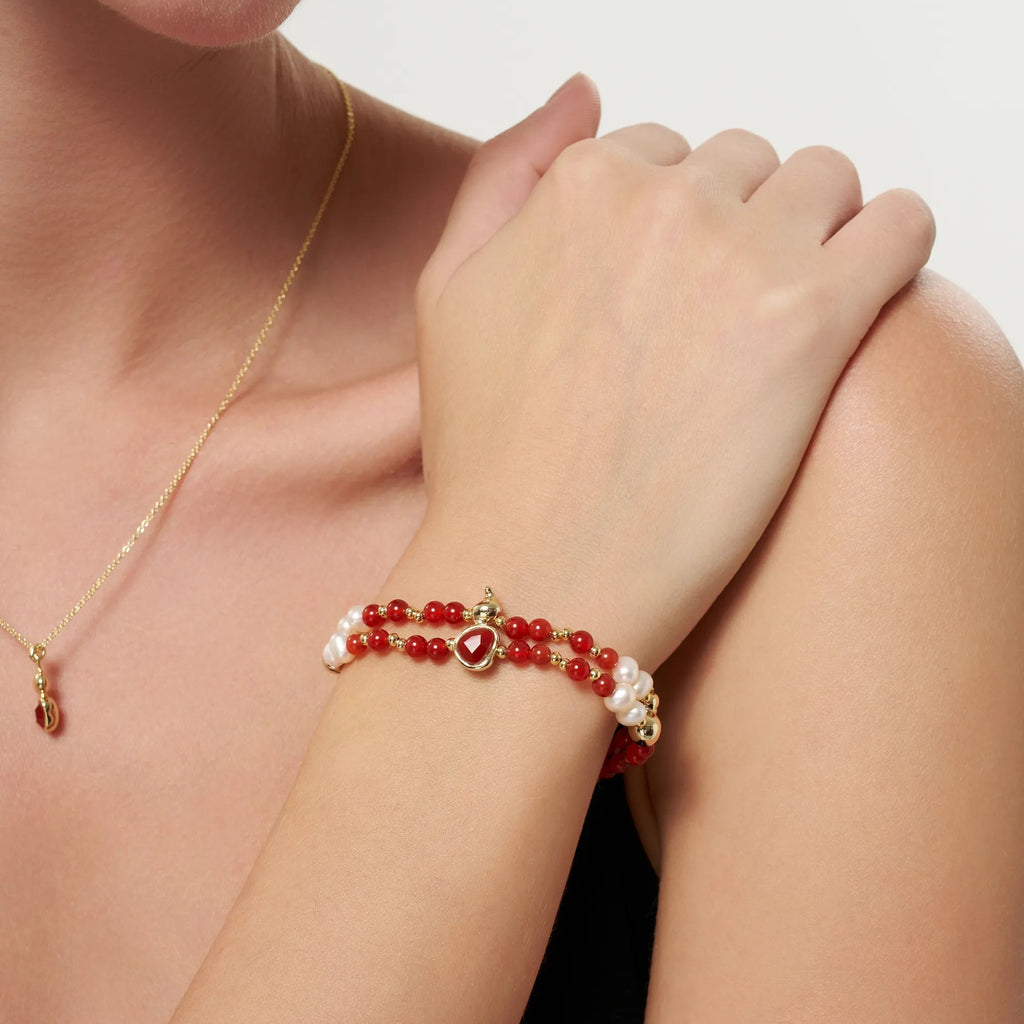 Wulu Red Agate Beaded Bracelet