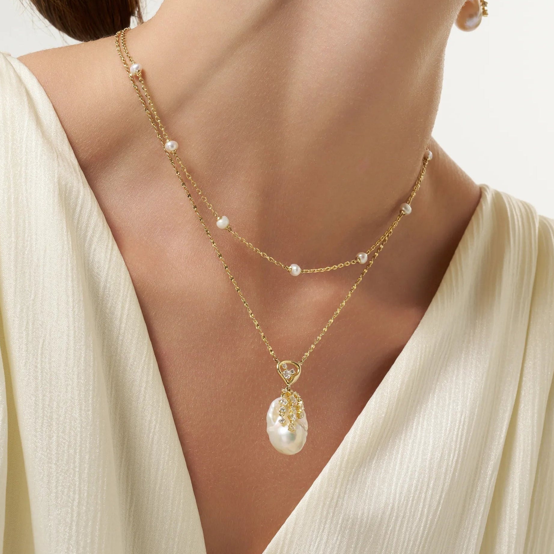 Drift Sand Baroque Pearl Layer Necklace