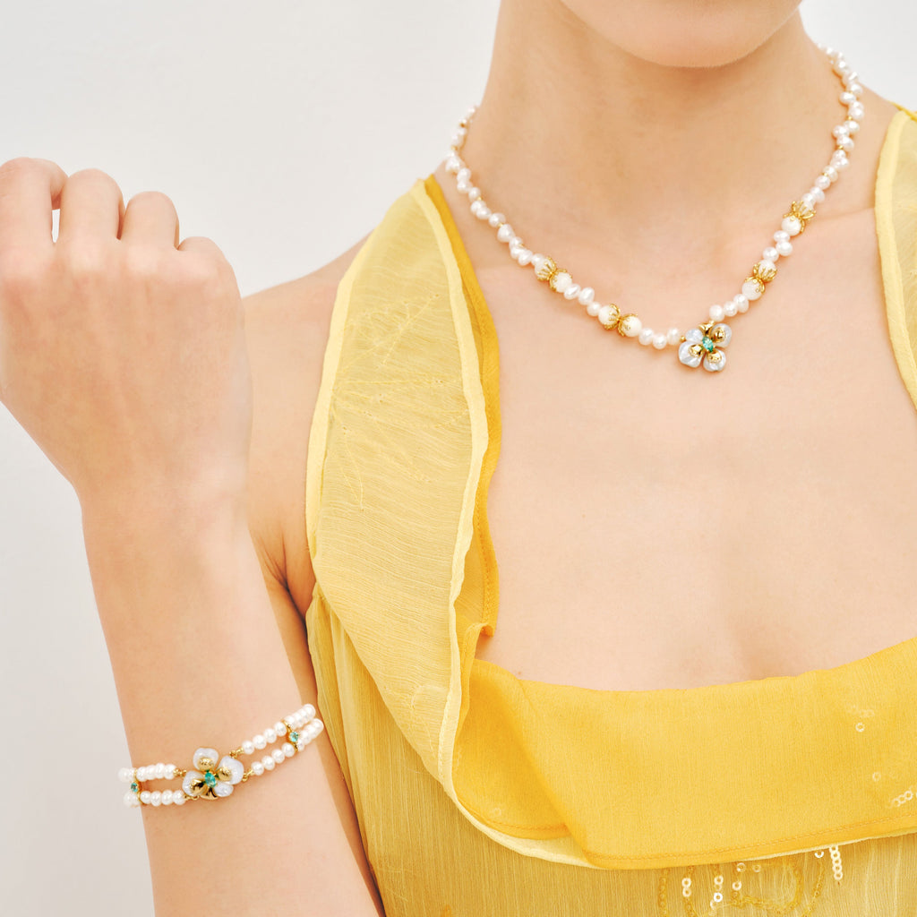 Chloris Pansy Pearl Bracelet