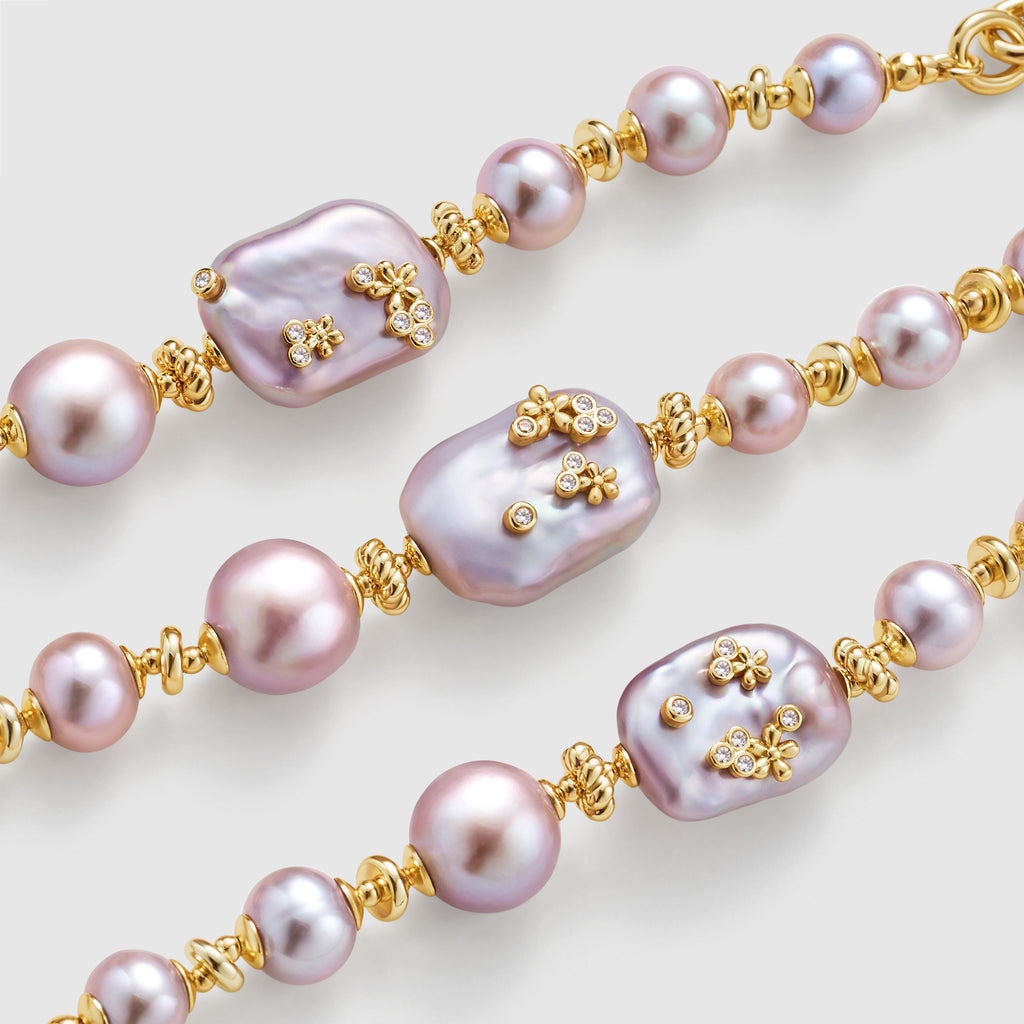 Lavender Baroque Pearl Bee Bracelet