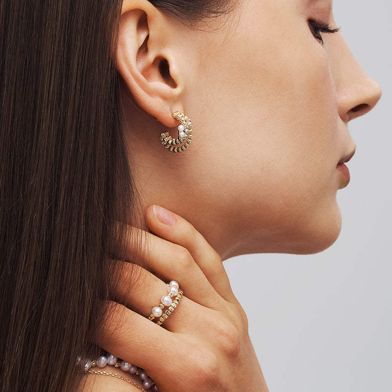 L’Essence Layered Pearl Hoop Earrings