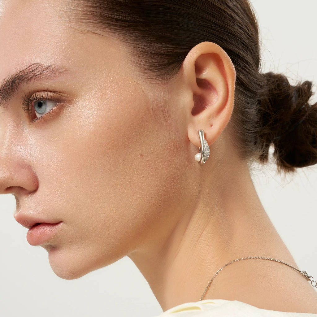 Drift Sand Pearl Silver Earrings