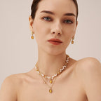 Raw Citrine Pearl Necklace