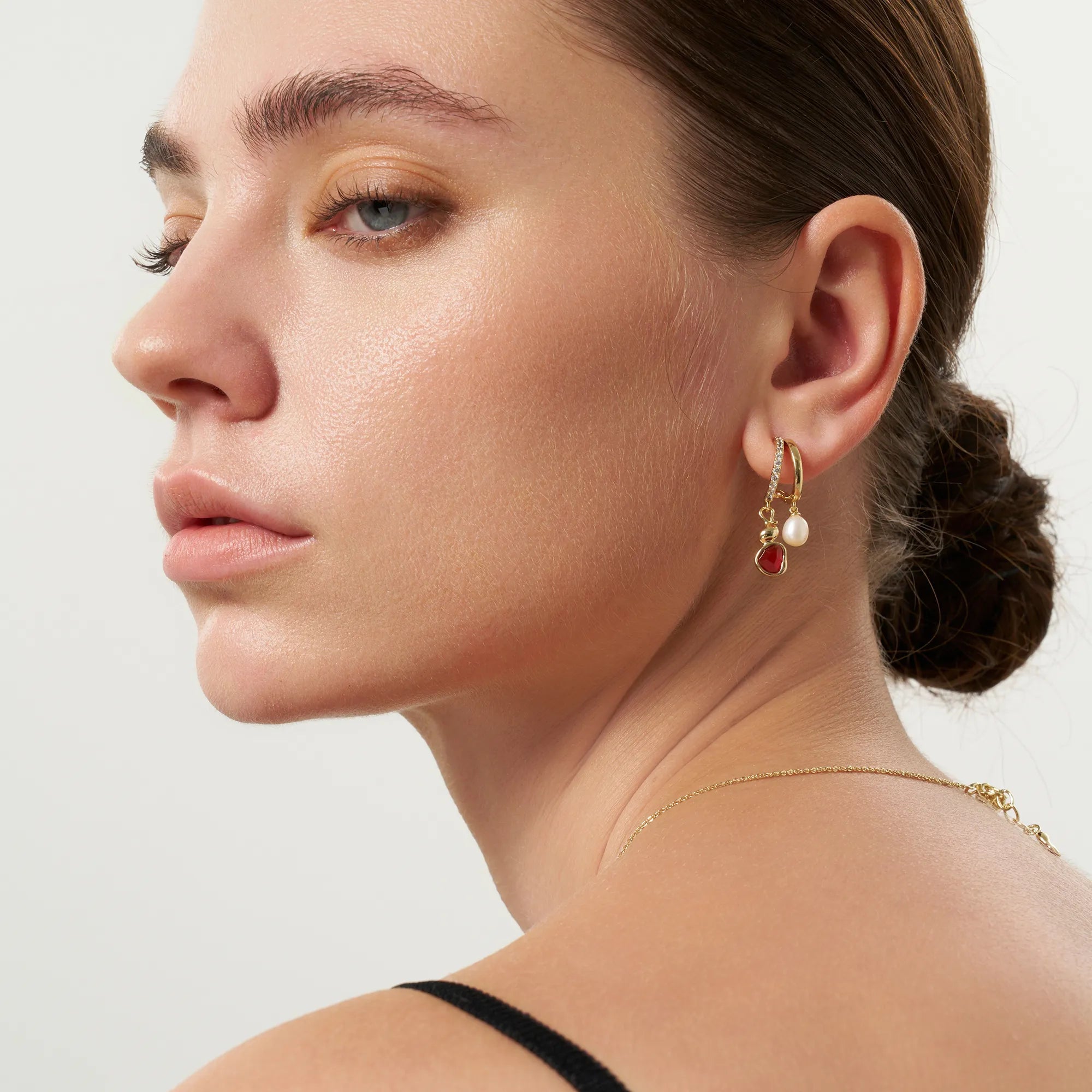 Wulu Red Agate Drop Pearl Earrings