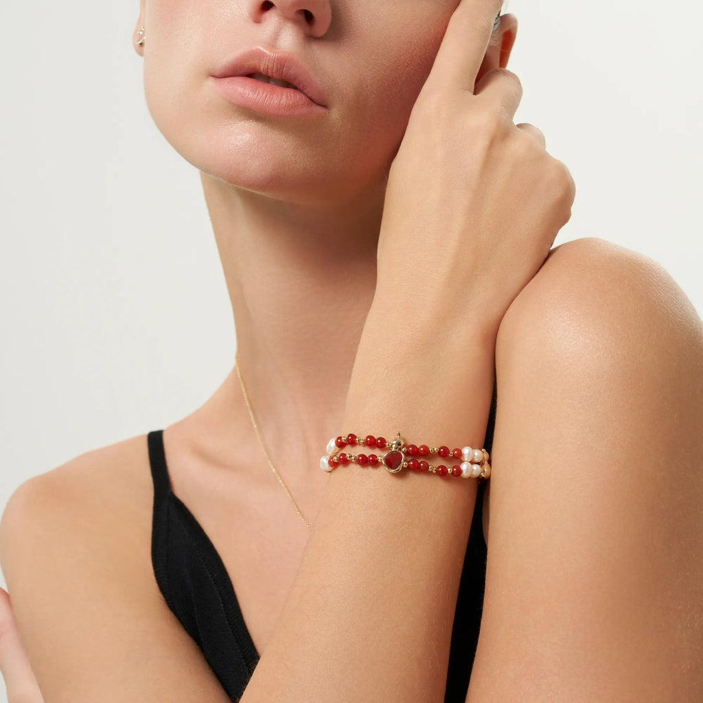 Wulu Red Agate Beaded Bracelet