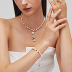 Lucky Clover Pearl Charm Bracelet