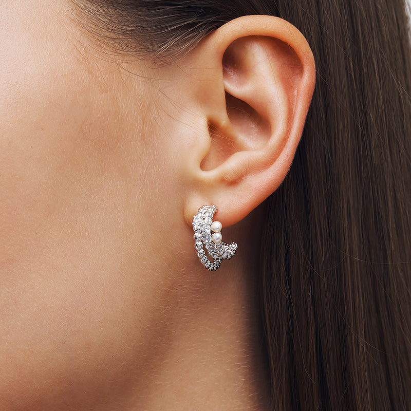 L’Essence Layered Pearl Hoop Earrings