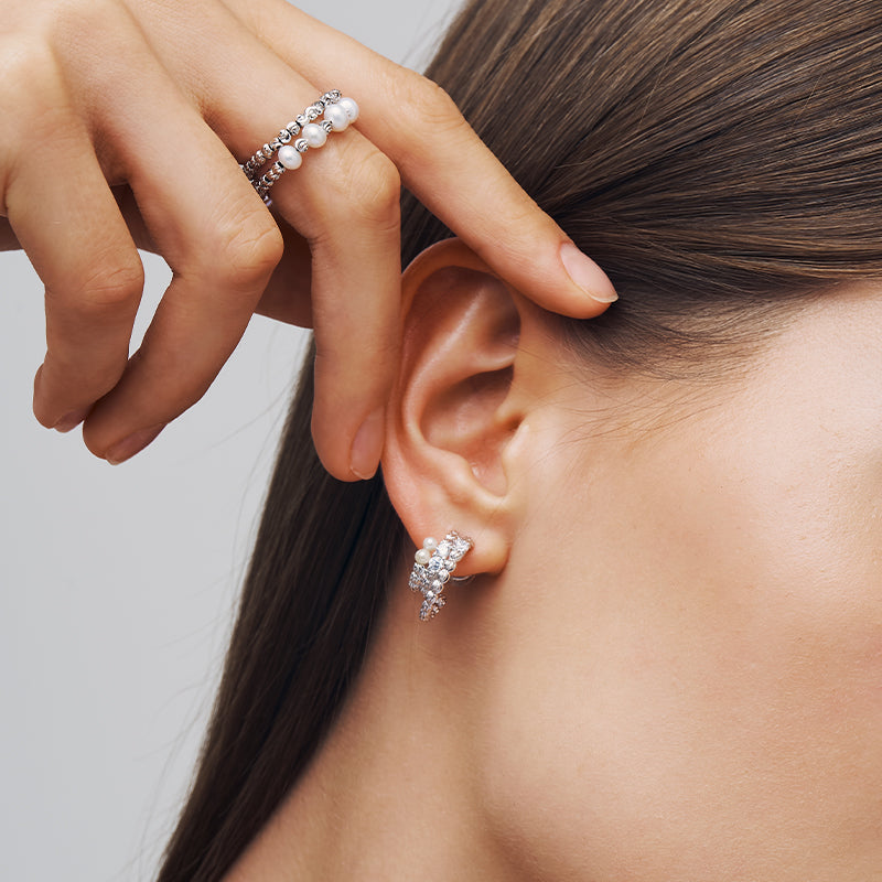 L’Essence Layered Pearl Hoop Earrings