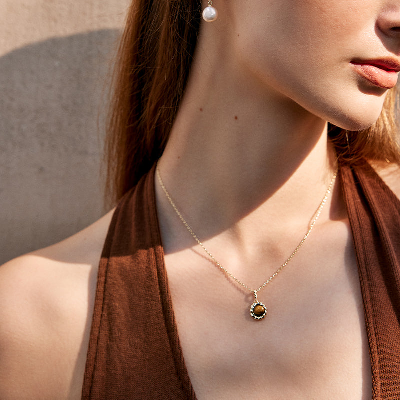 Caramel Coffee Tiger’s Eye Necklace