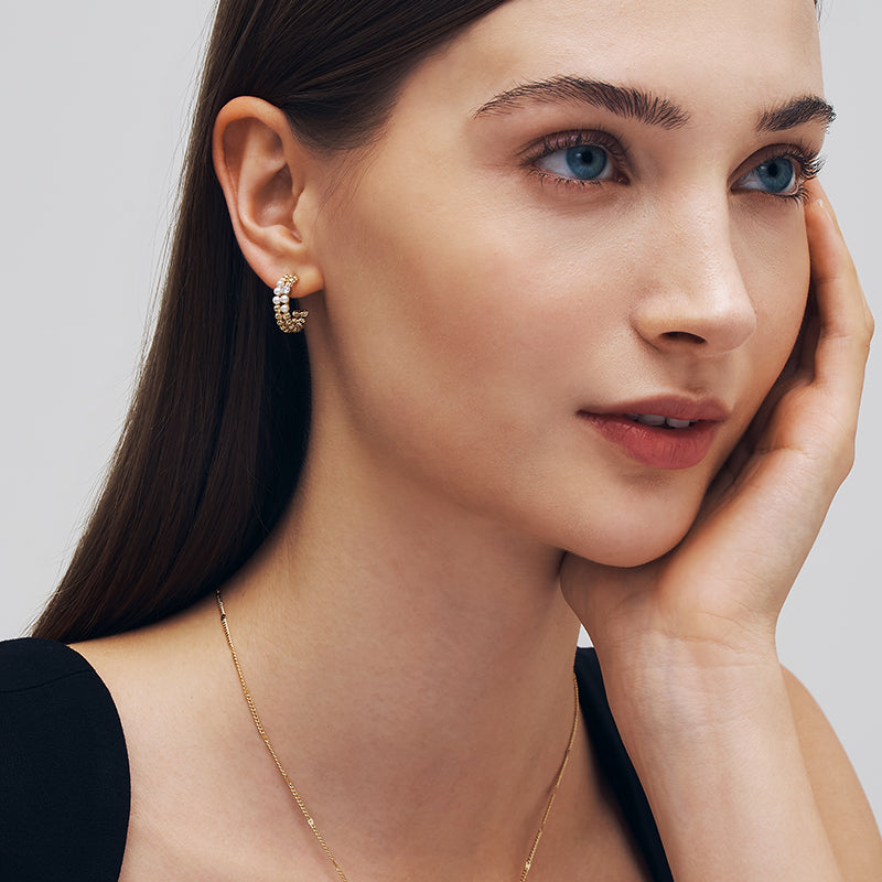 L’Essence Pearl & Crystal Hoop Earrings