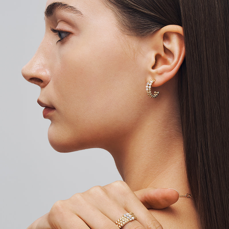L’Essence Pearl & Crystal Hoop Earrings
