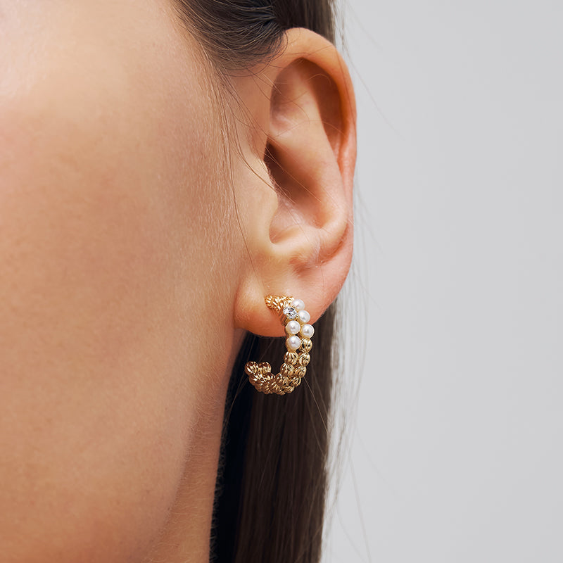 L’Essence Pearl & Crystal Hoop Earrings