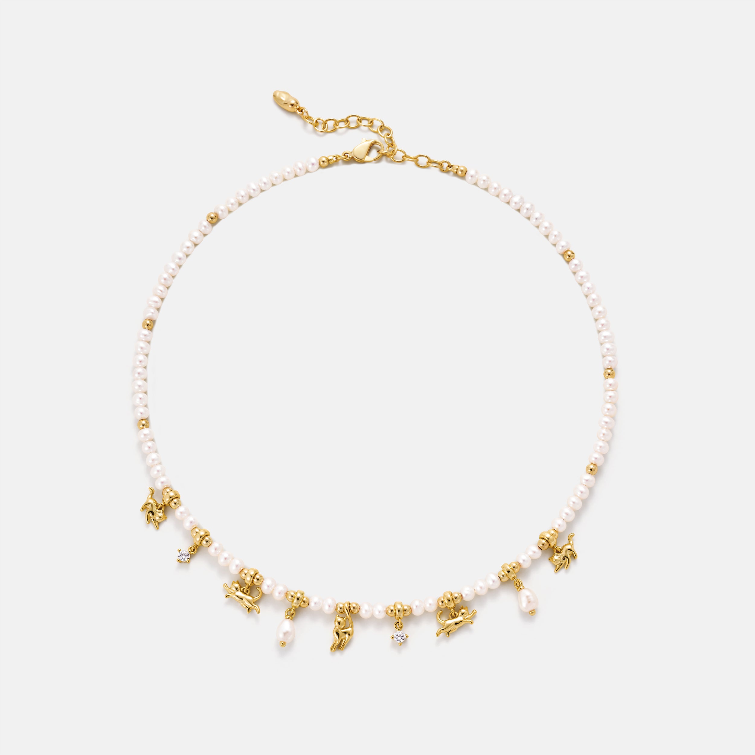 Cat Pearl Beaded Necklace