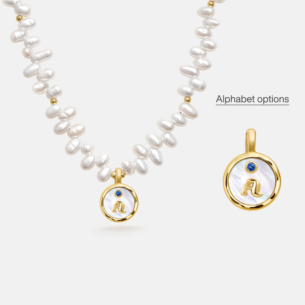 Signet Initial Pearl Necklace