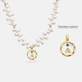 Signet Initial Pearl Necklace