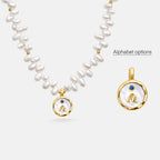 Signet Initial Pearl Necklace