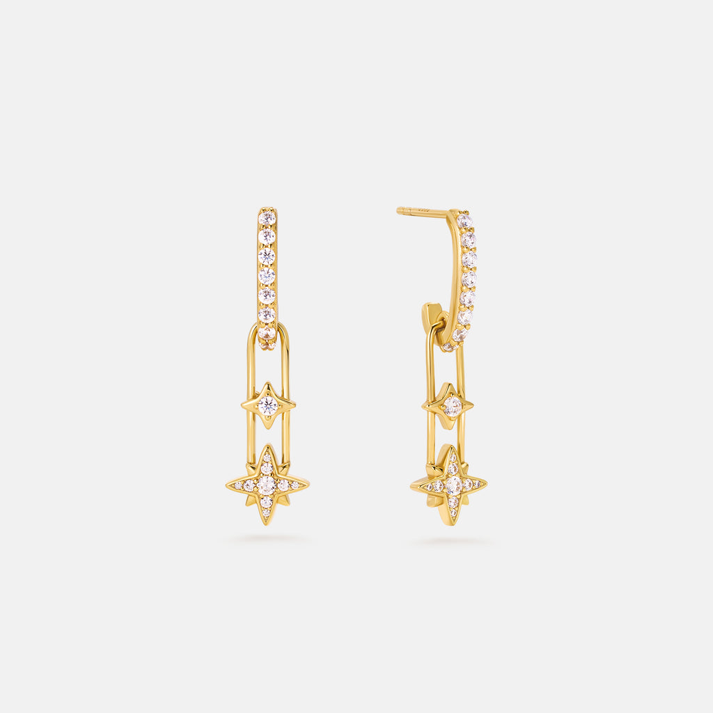 Celestial Star Paperclip Drop Earrings