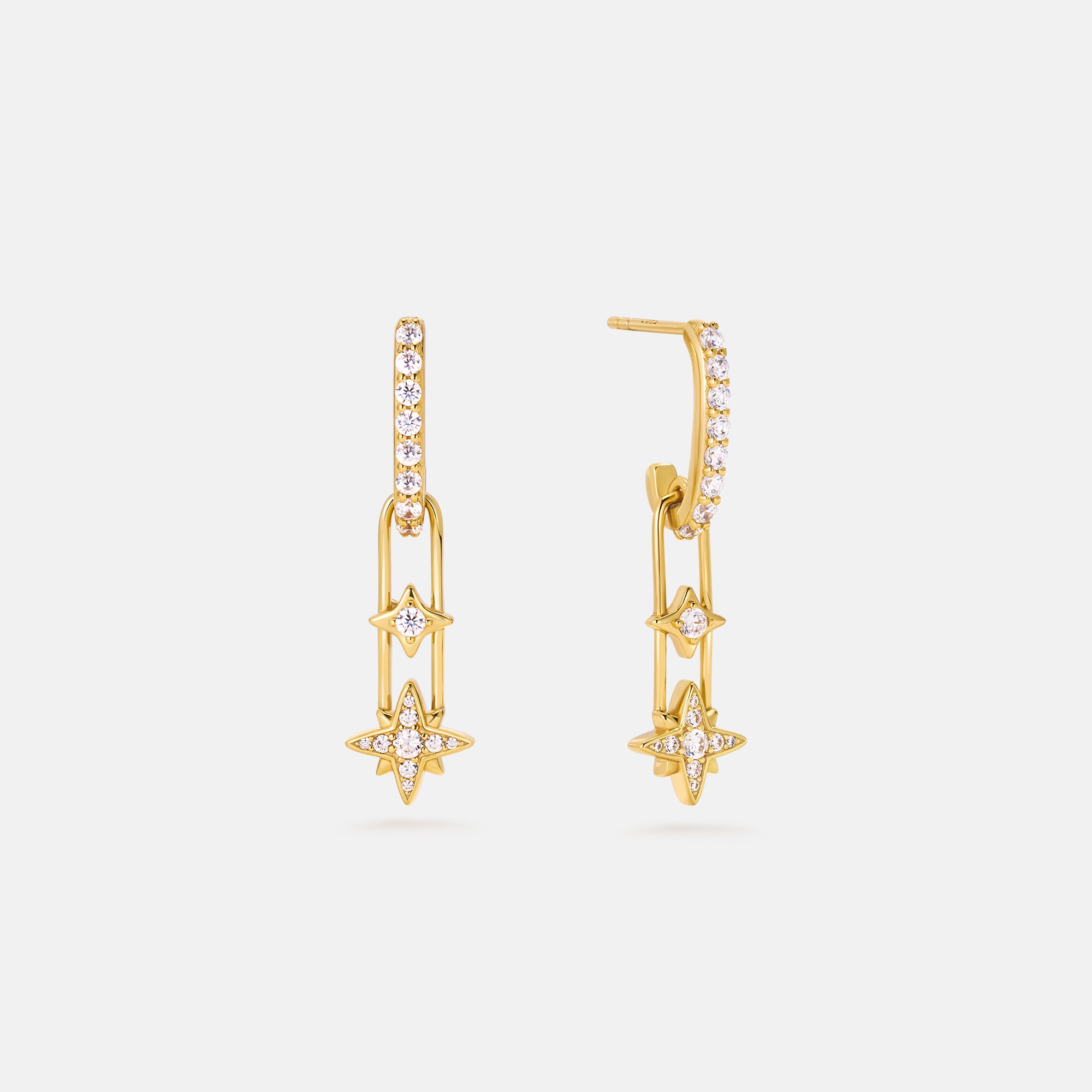 Celestial Star Paperclip Drop Earrings