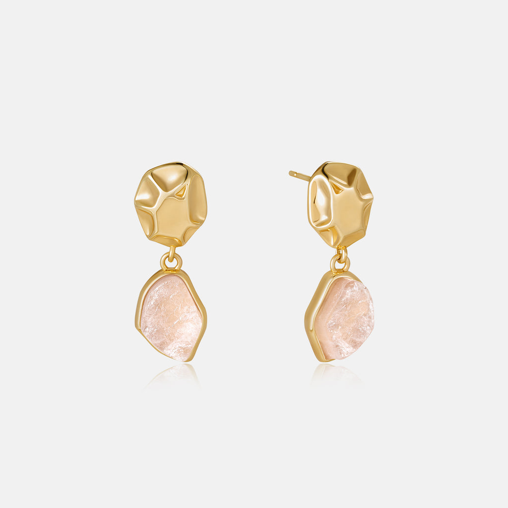 Raw Rose Quartz Earrings