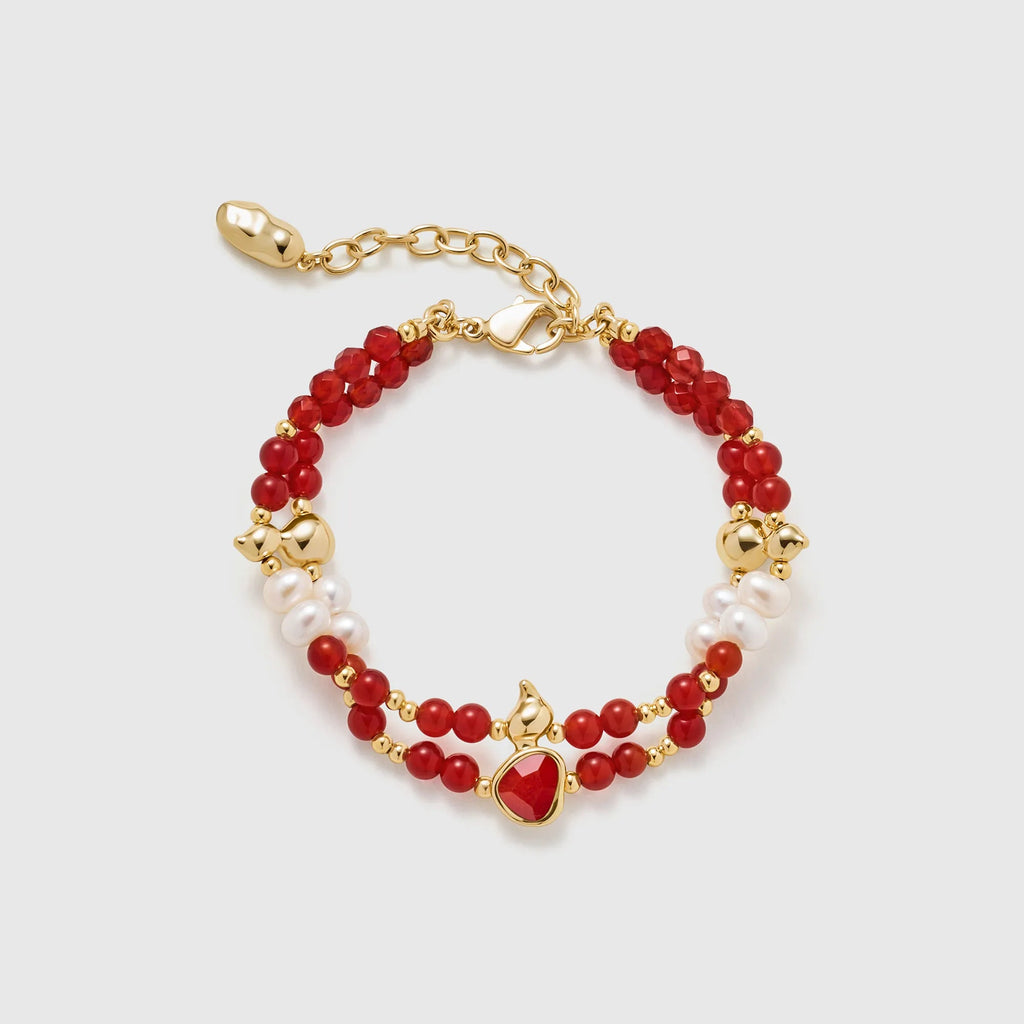 Wulu Red Agate Beaded Bracelet
