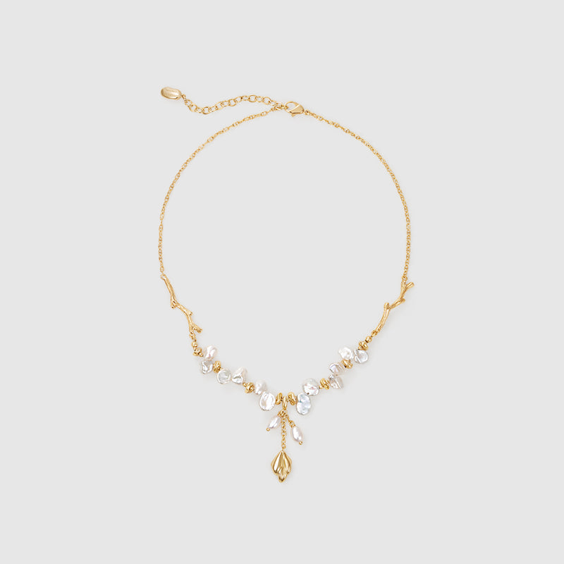 Floriography Keshi Pearl Branch Necklace