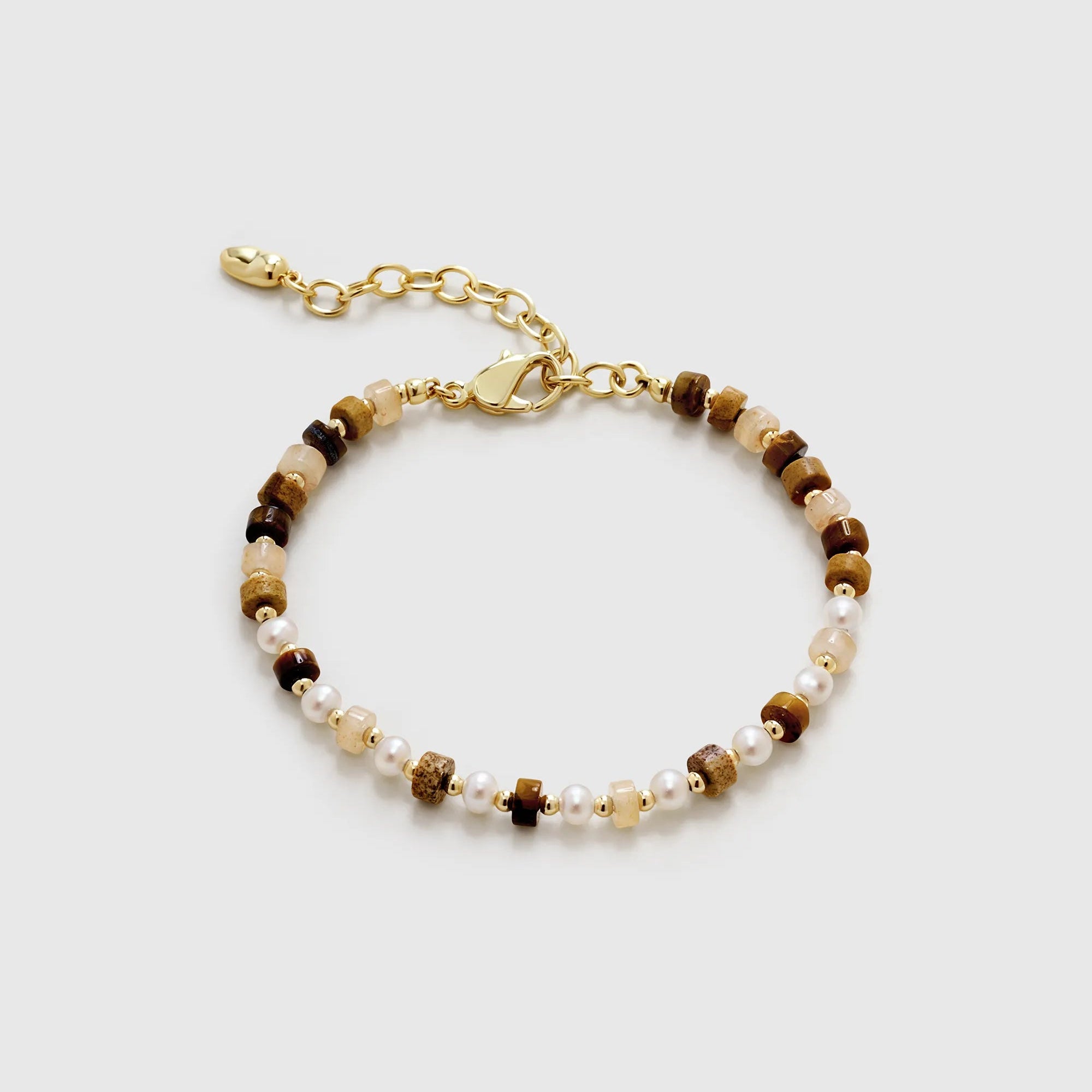 Tiger's Eye Beaded Pearl Bracelet