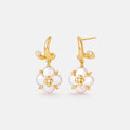 Lucky Clover Pearl Drop Earrings