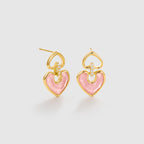Blush Heart Rose Quartz Drop Earrings