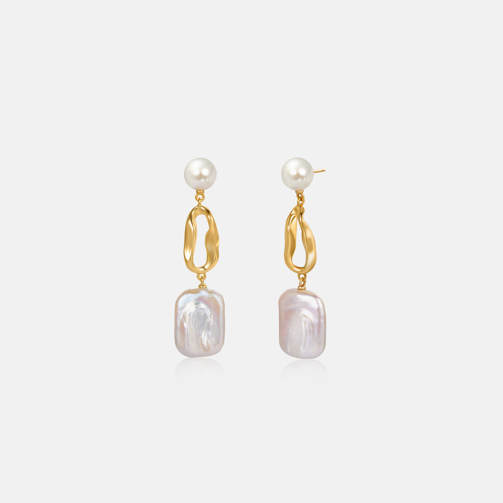White Baroque Pearl Earring