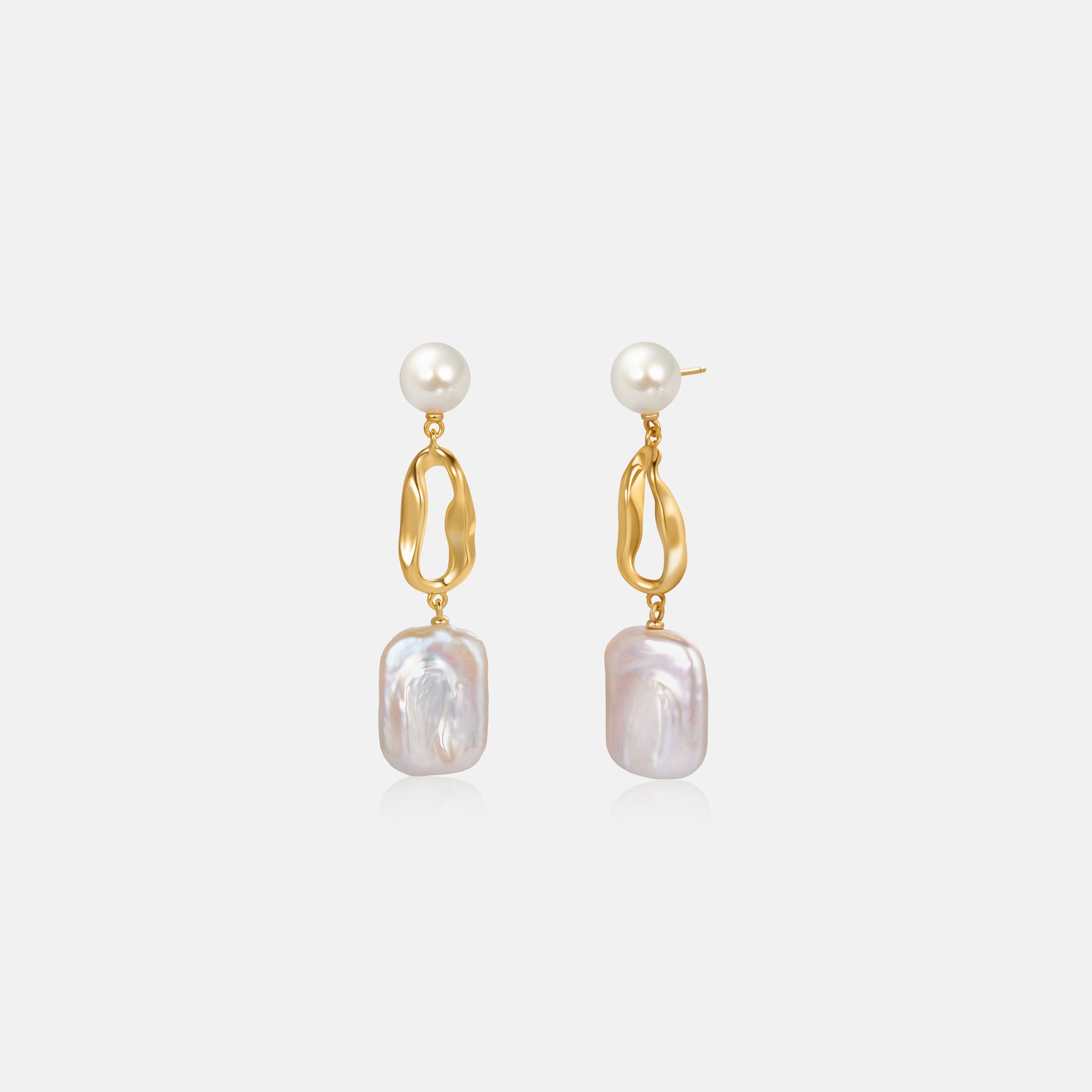 White Baroque Pearl Earring
