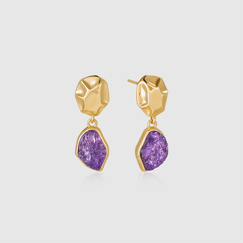 Raw Amethyst  Earrings