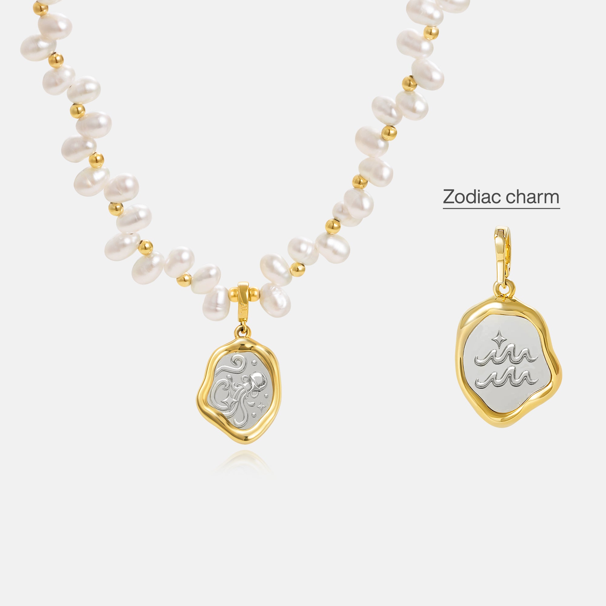 Zodiac Charm Pearl Necklace